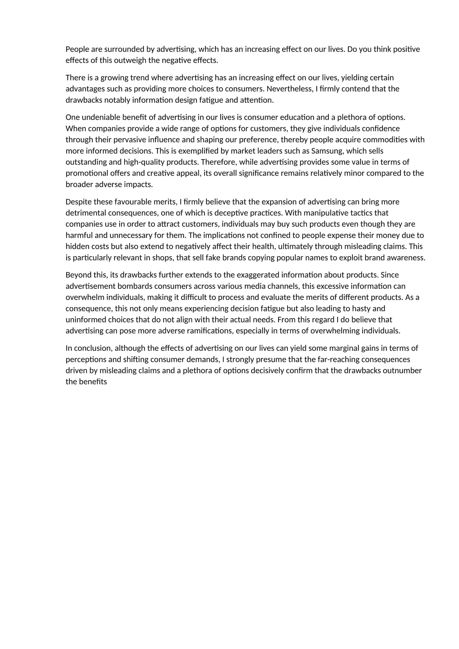 The Impact of Advertising on Consumer Choices 1