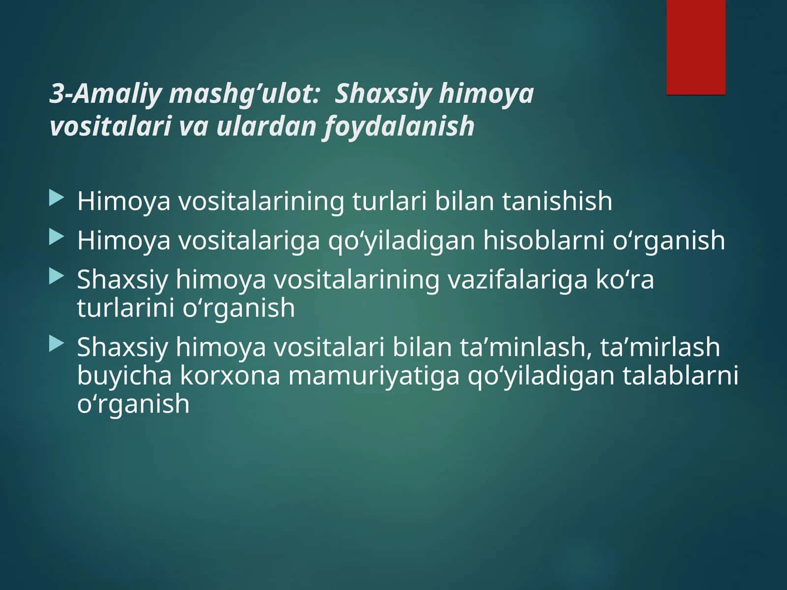 Shaxsiy himoya vositalari va ulardan foydalanish 1