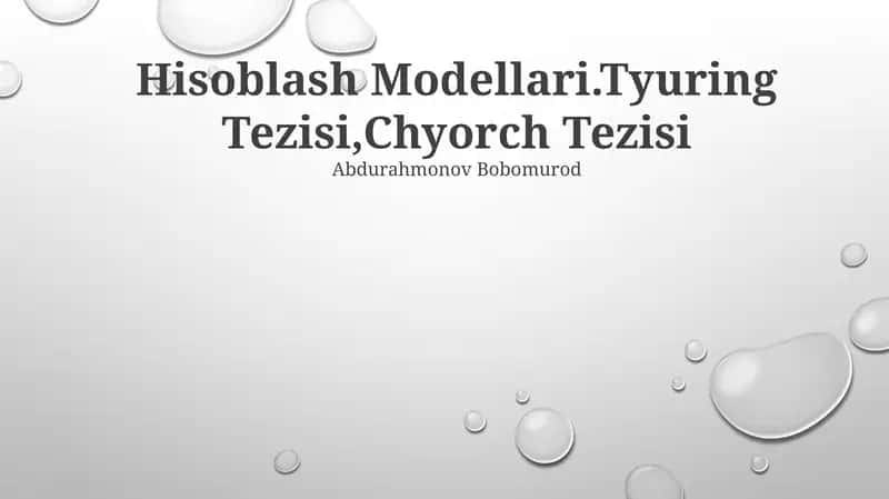 Hisoblash Modellari 1