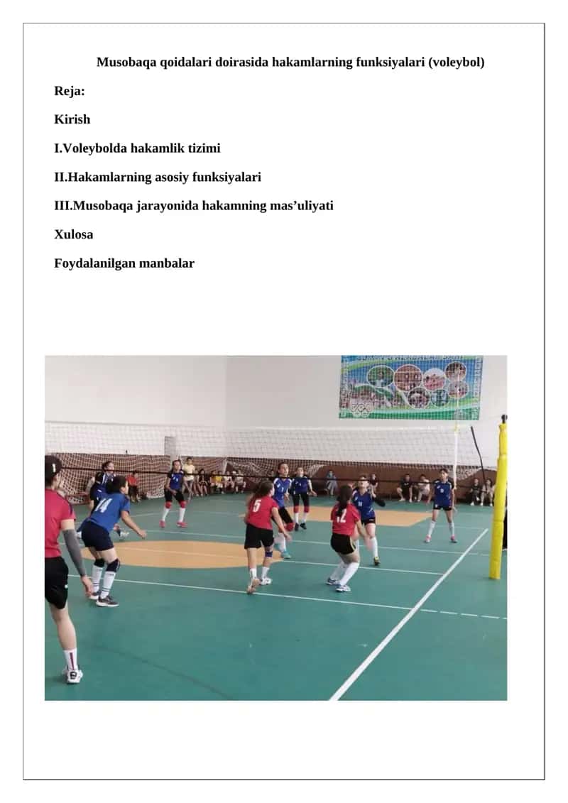 Voleybol hakamlarining funksiyalari 1