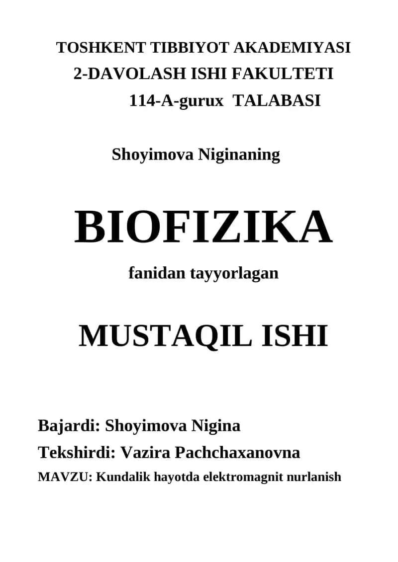 Kundalik hayotda elektromagnit nurlanish 1