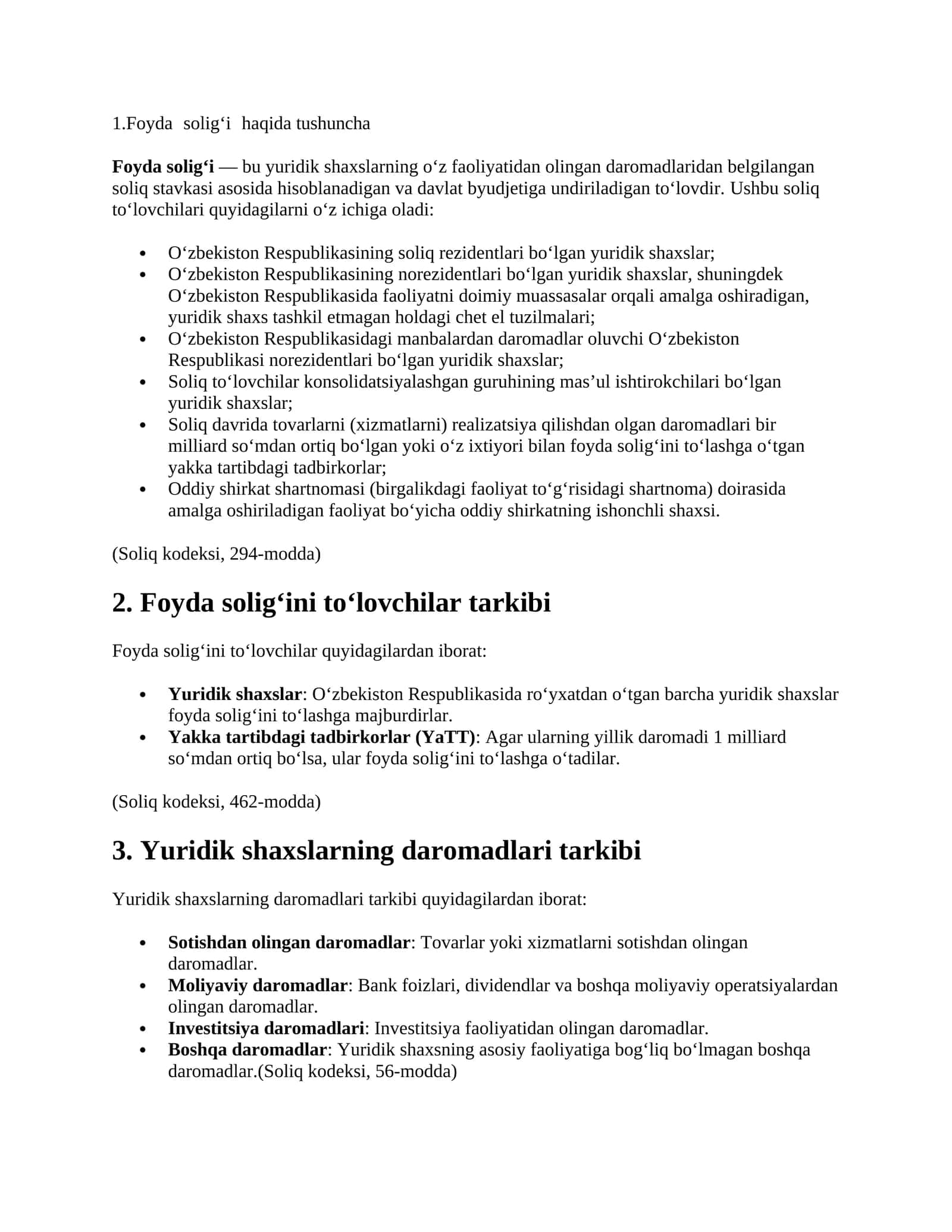 Foyda solig‘i haqida tushuncha 1