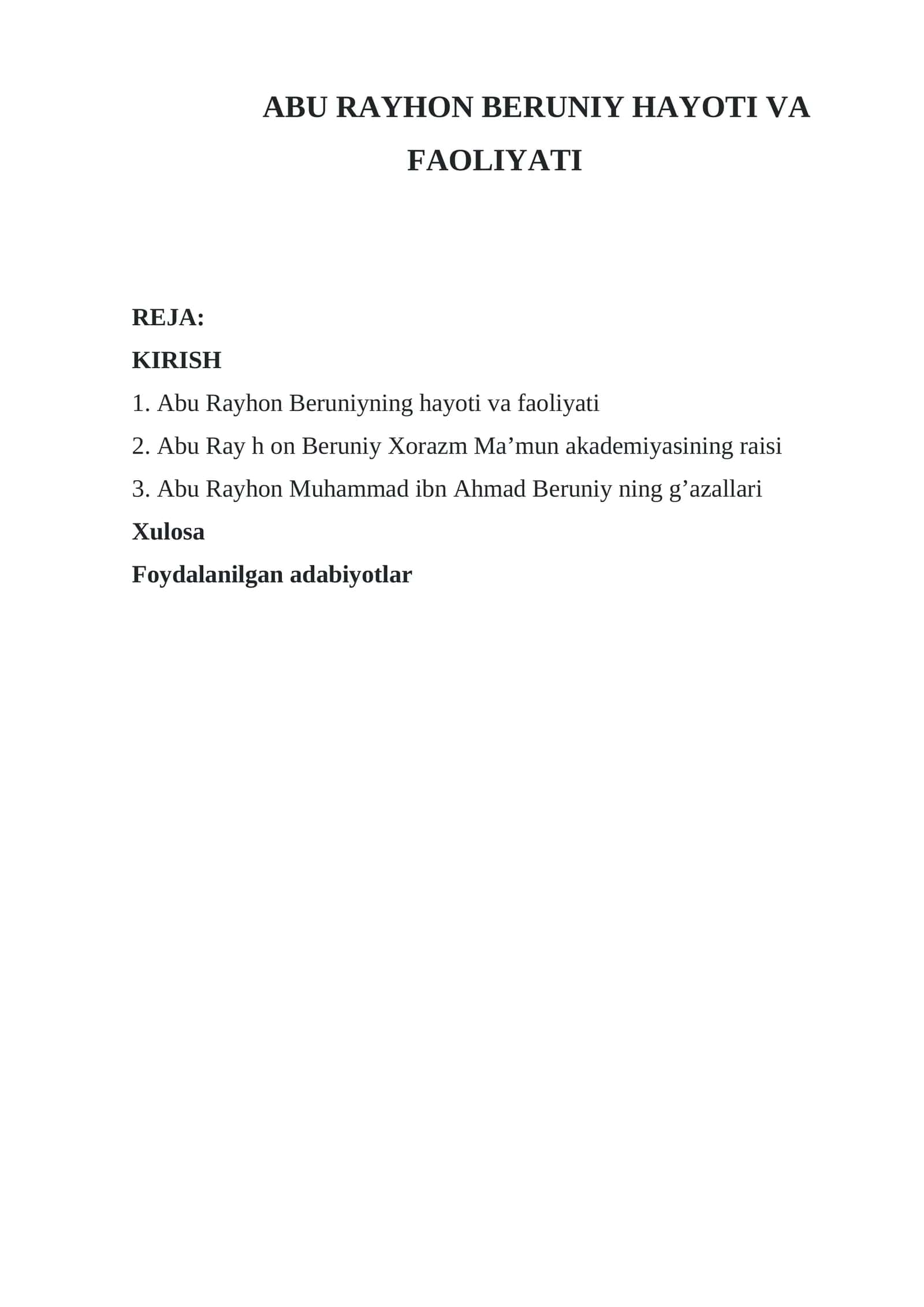 Abu Rayhon Beruniy Hayoti va Faoliyati 1