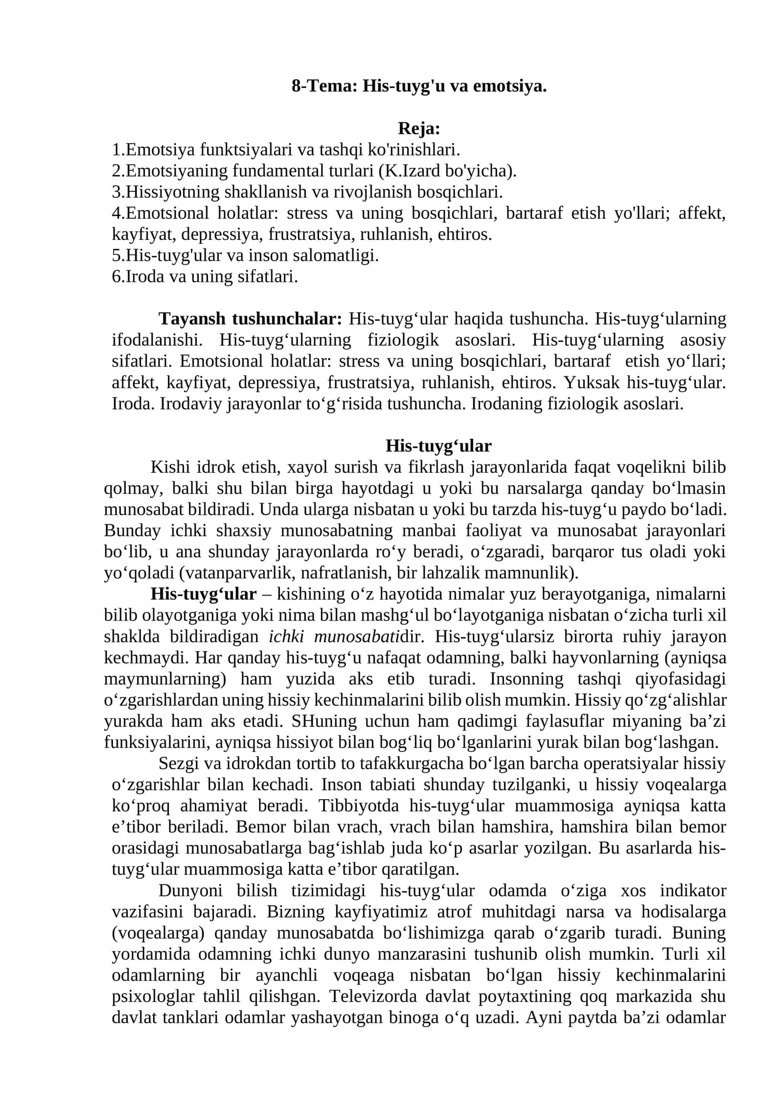 His-tuyg'u va emotsiya 1