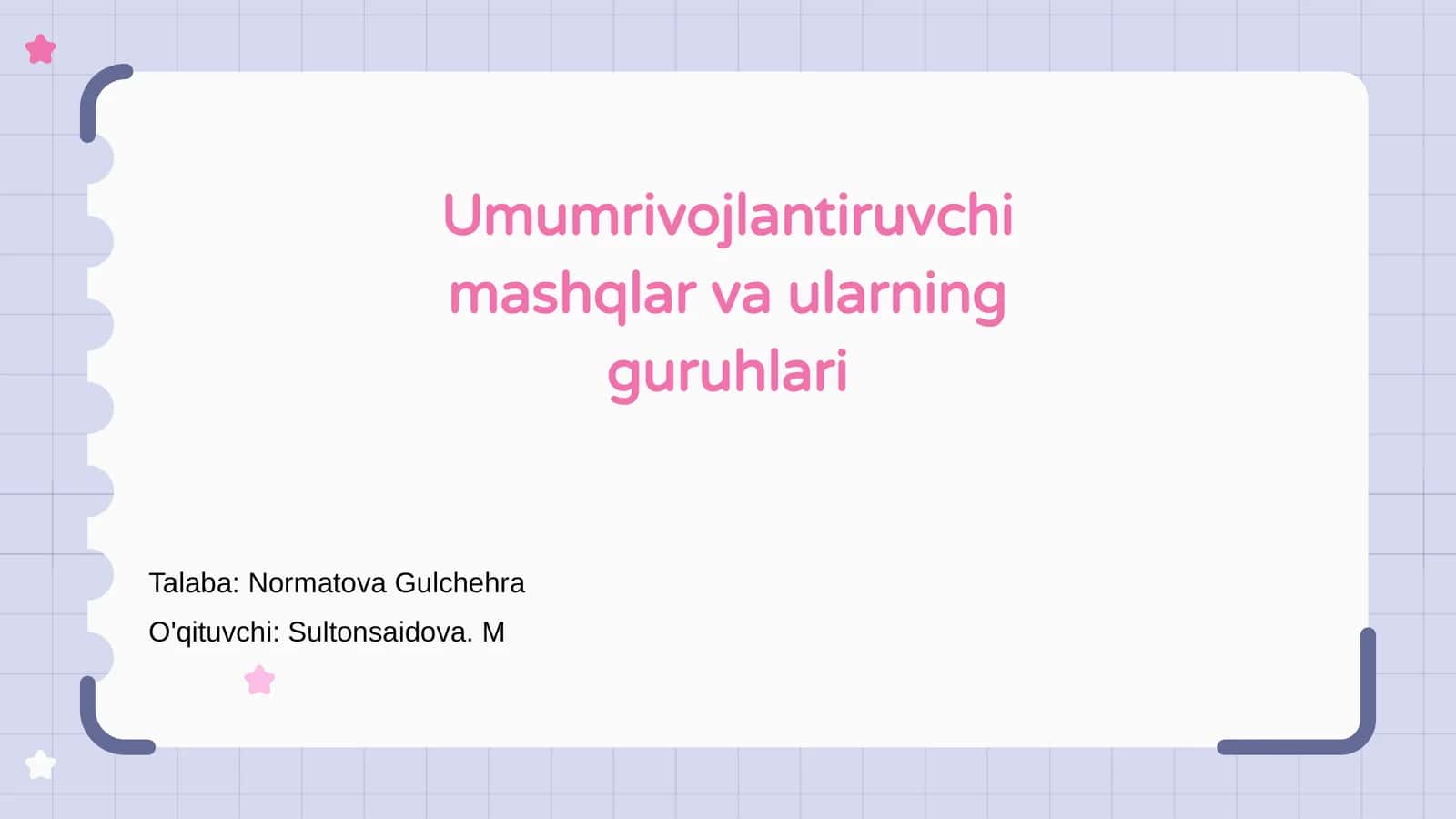 Umumrivojlantiruvchi mashqlar va ularning guruhlari 1