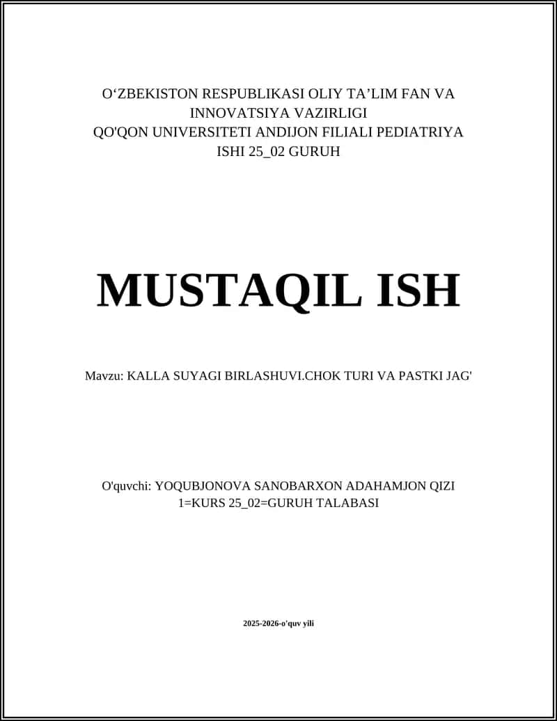 KALLA SUYAGI BIRLASHUVI.CHOK TURI VA PASTKI JAG' 1