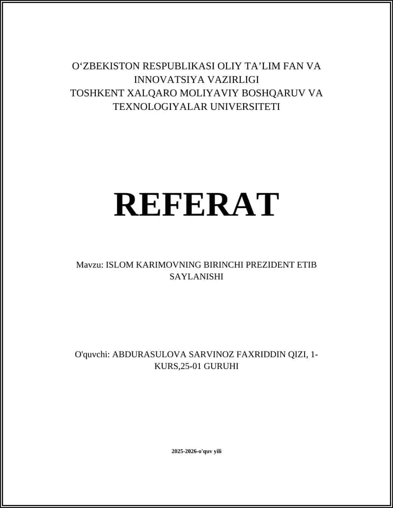 ISLOM KARIMOVNING BIRINCHI PREZIDENT ETIB SAYLANISHI 1