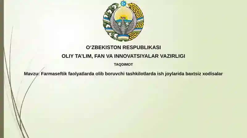 Farmatsevtika faoliyatida baxtsiz hodisalar