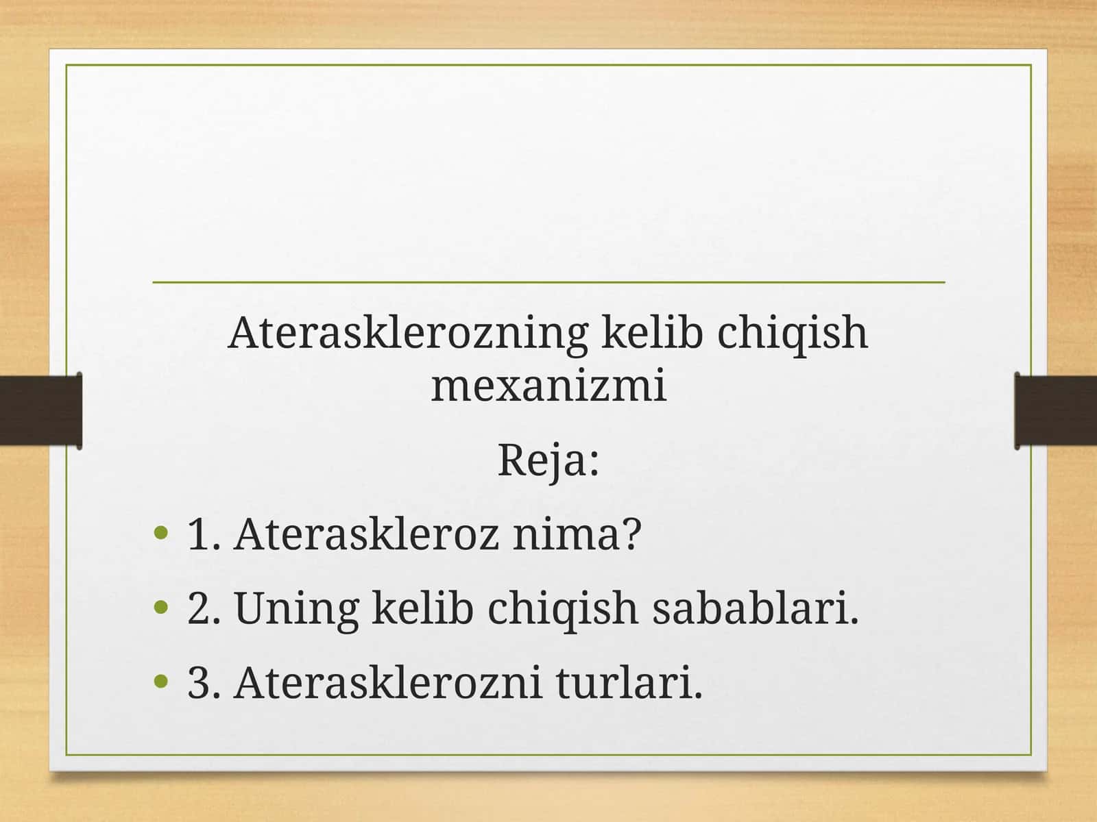 Aterasklerozning kelib chiqish mexanizmi 1