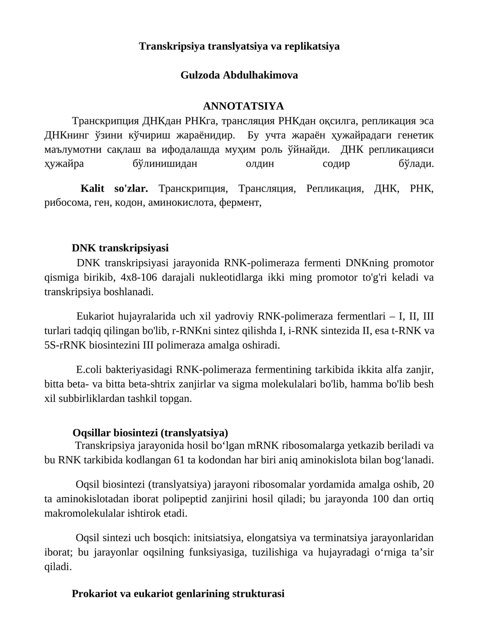 DNK transkripsiyasi 1