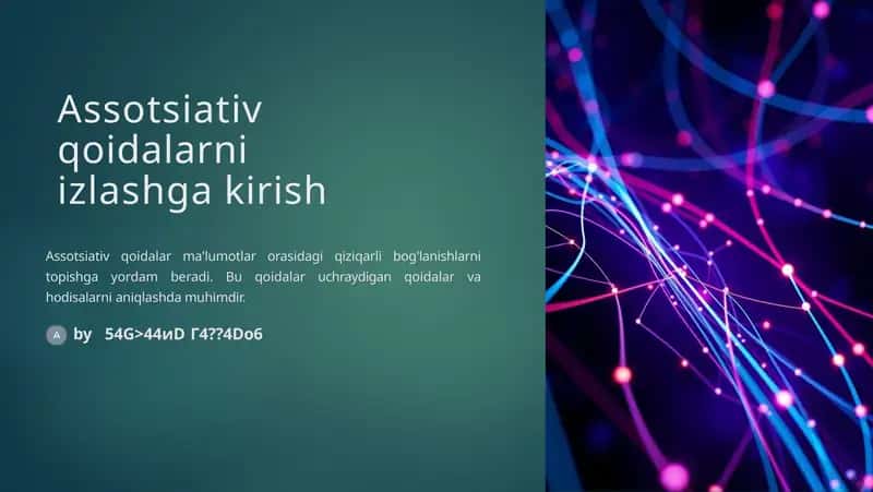 Assotsiativ qoidalarni izlashga kirish 1