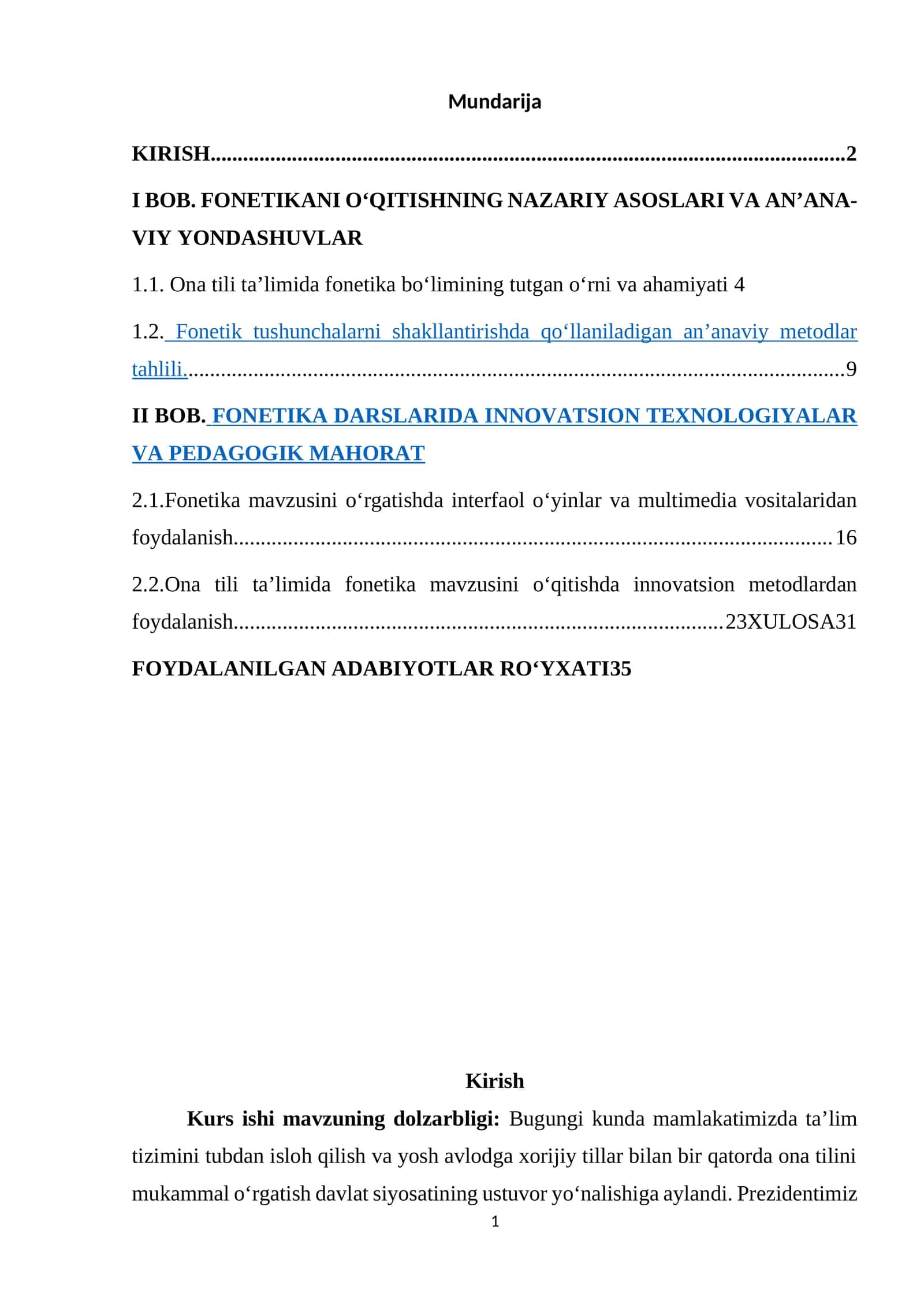 FONETIKANI O‘QITISHNING NAZARIY ASOSLARI VA AN’ANA-VIY YONDASHUVLAR 1
