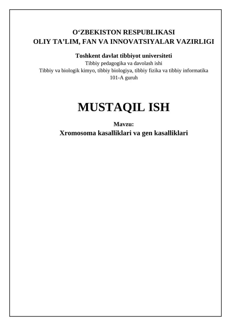 Xromosoma va genetik kasalliklar 1