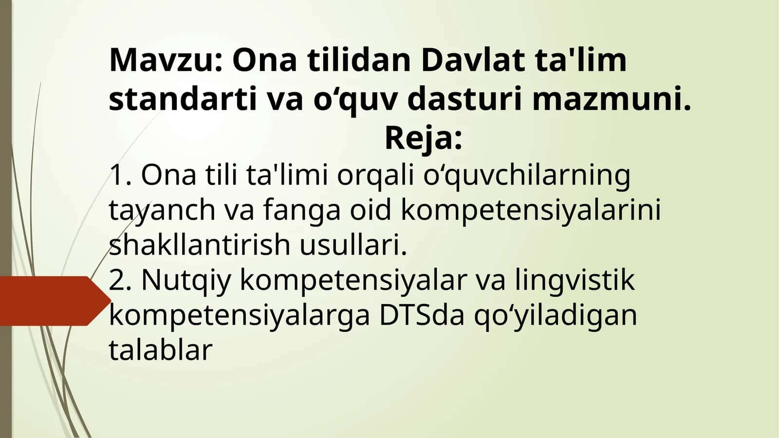 Onatilidan Davlatta 'lim standartlari va o'quv dasturi mazmuni 1