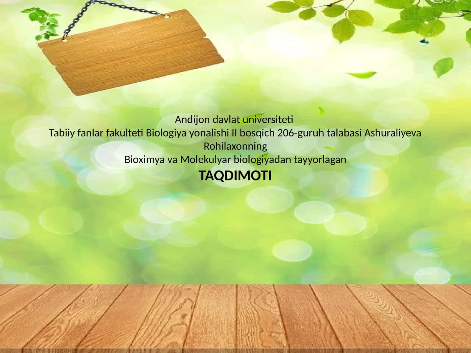 BioximyavaMolekulyarbiologiyadantayyorlaganTAQDIMOTI 1