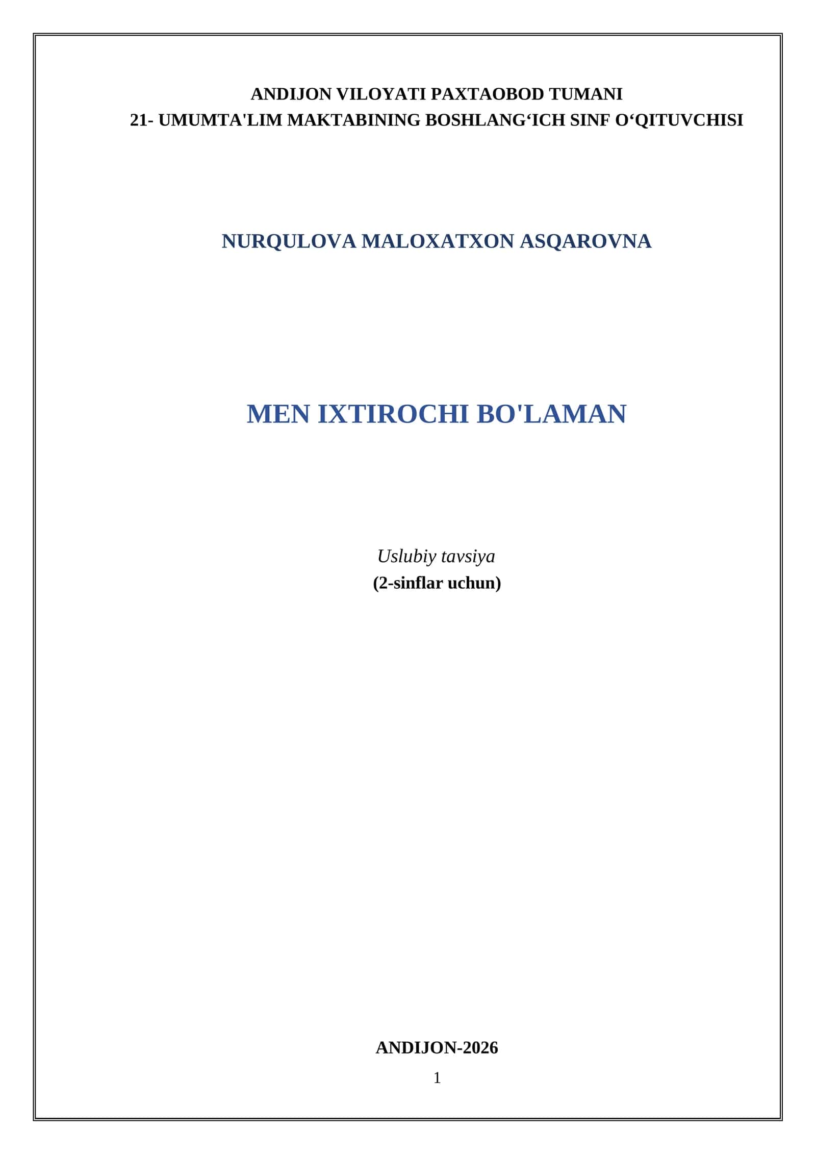 MEN IXTIROCHI BO'LAMAN 1