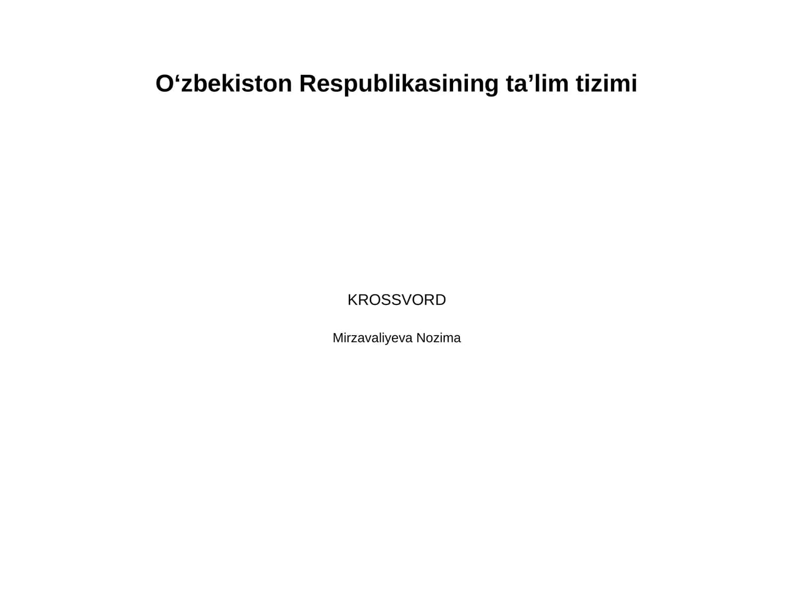 O‘zbekiston Respublikasining ta’lim tizimi 1
