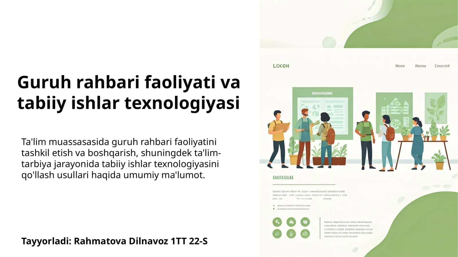 Guruh rahbari faoliyati va tabiiy ishlar texnologiyasi 1