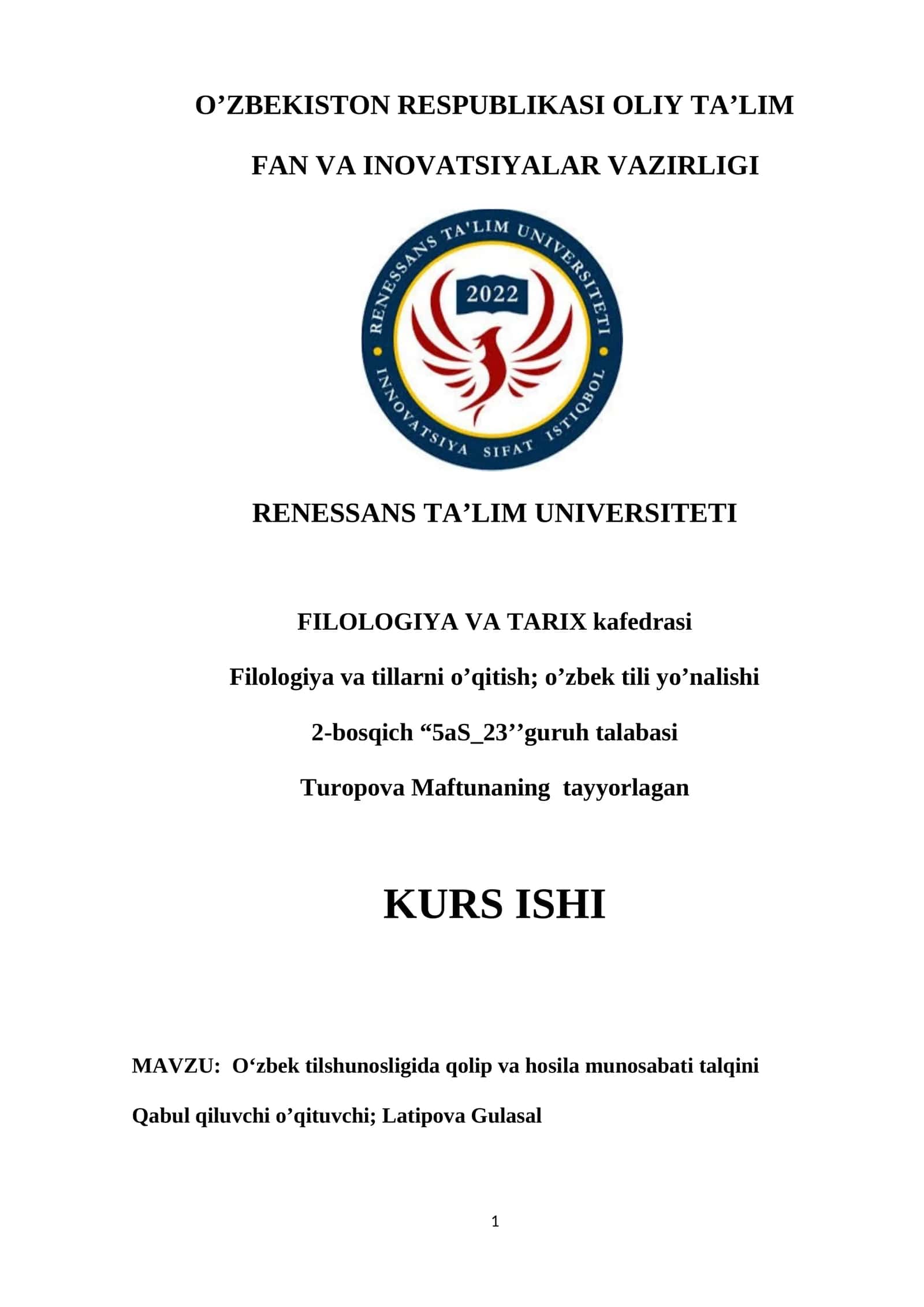 O’zbek tilshunosligida qolip va hosila munosabati talqini 1