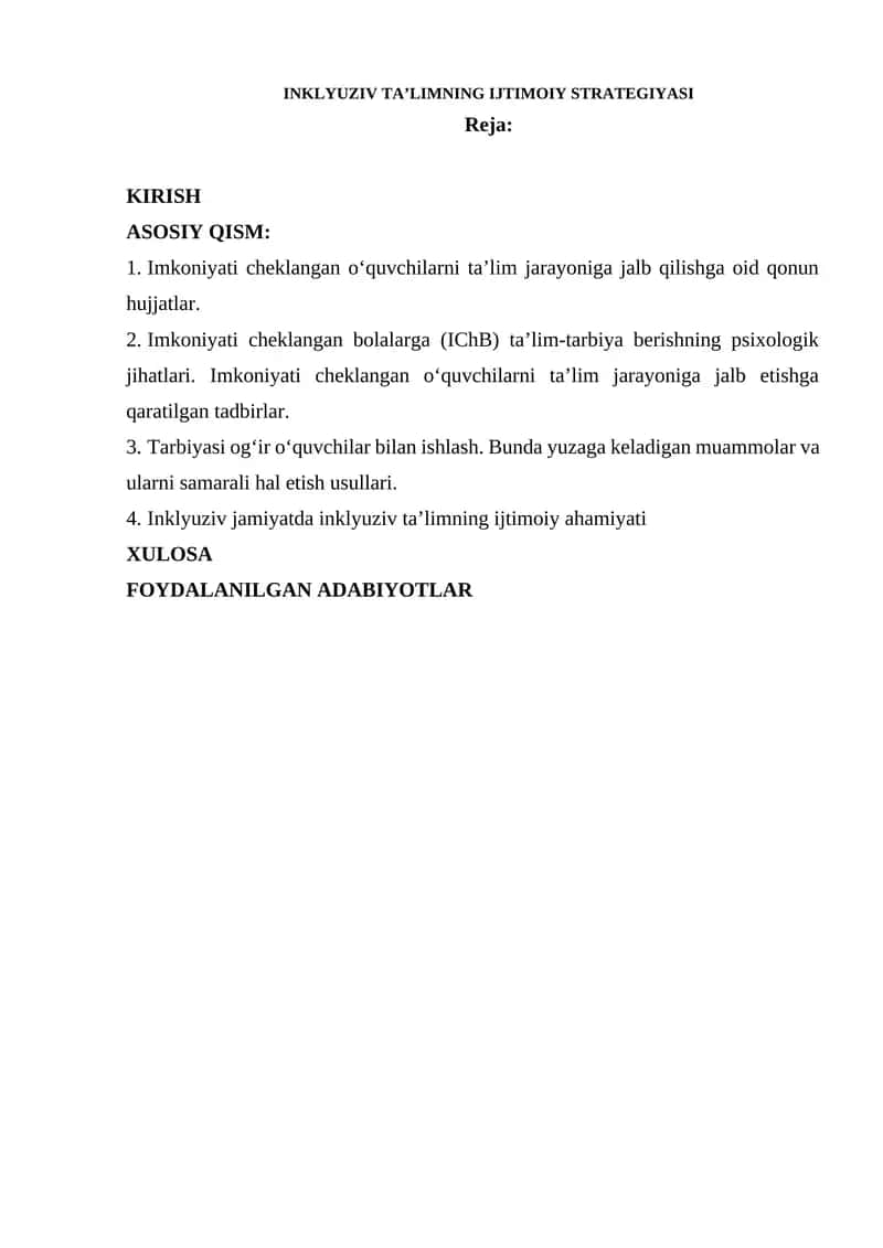 INKLYUZIV TA’LIMNING IJTIMOIY STRATEGIYASI 1