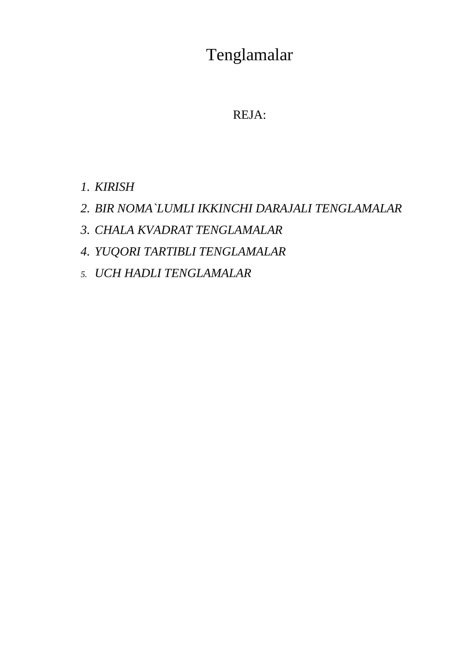 Tenglamalar 1