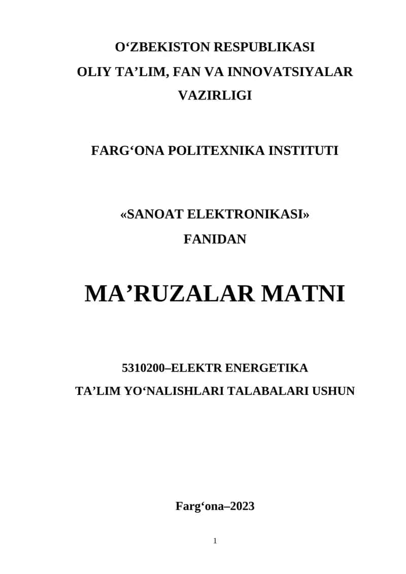 SANOAT ELEKTRONIKASI 1