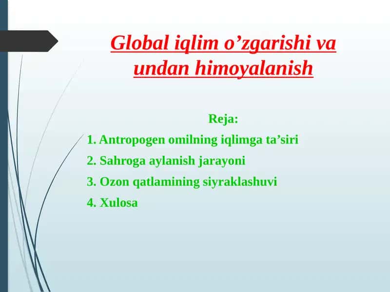 Global iqlimo'zgari sh va undan himoyalanish 1