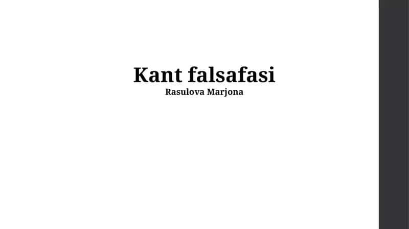 Kant falsafasi 1