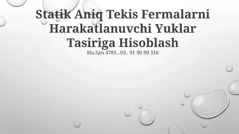 Statik Aniq Tekis Fermalarni Harakatlanuvchi Yuklar Tasiriga Hisoblash 1