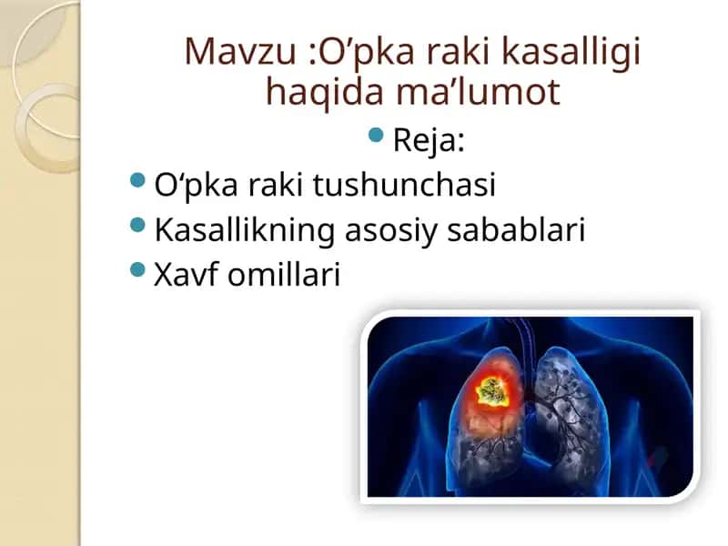 O’pka raki kasalligi haqida ma’lumot 1