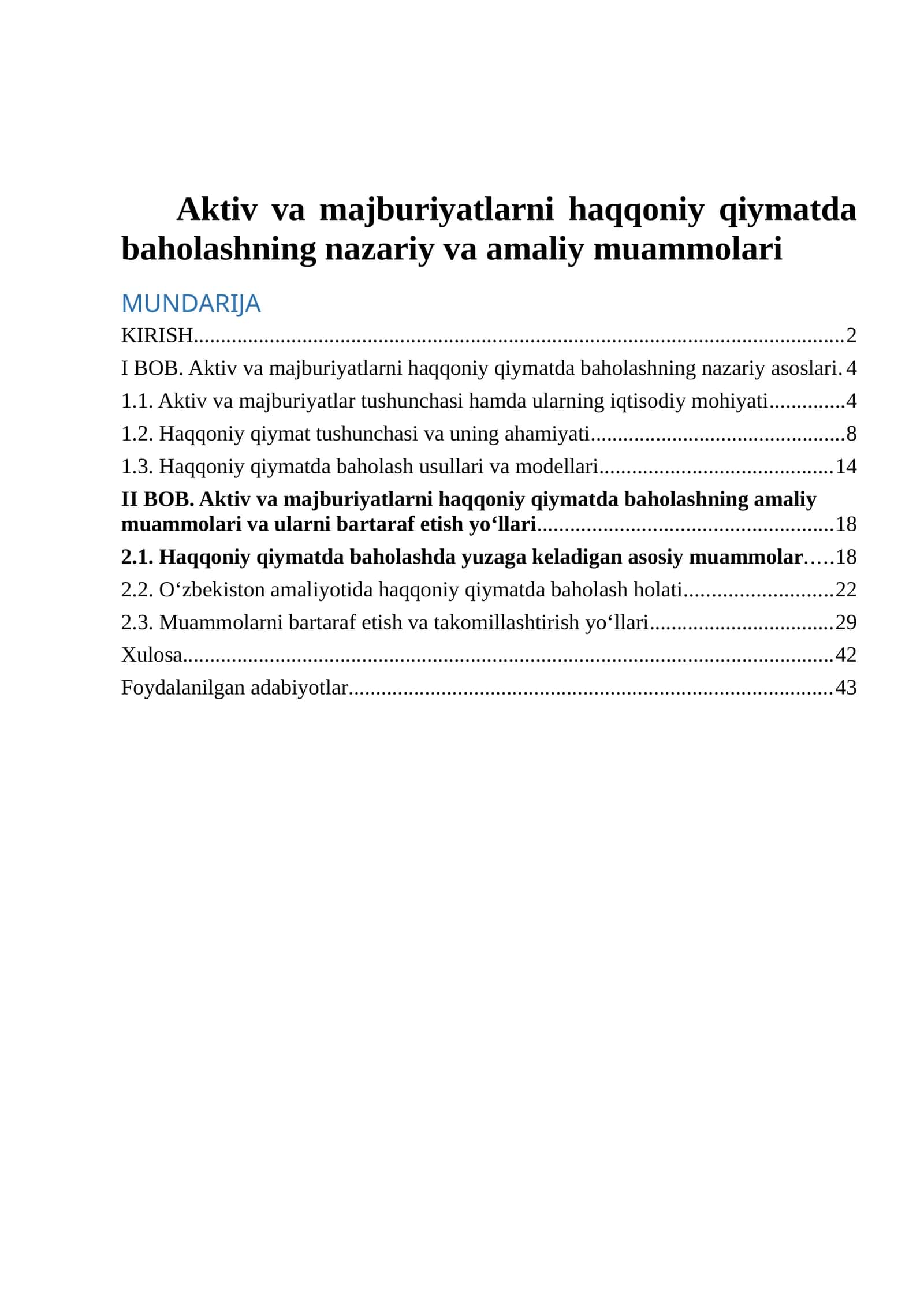 Aktiv va majburiyatlarni haqqoniy qiymatda baholashning nazariy va amaliy muammolari 1