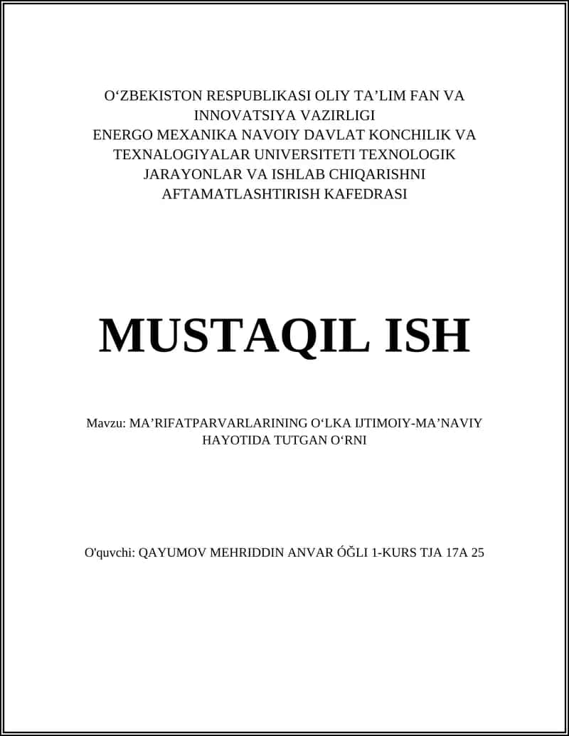 MA’RIFATPARVARLARINING O‘LKA IJTIMOIY-MA’NAVIY HAYOTIDA TUTGAN O‘RNI 1