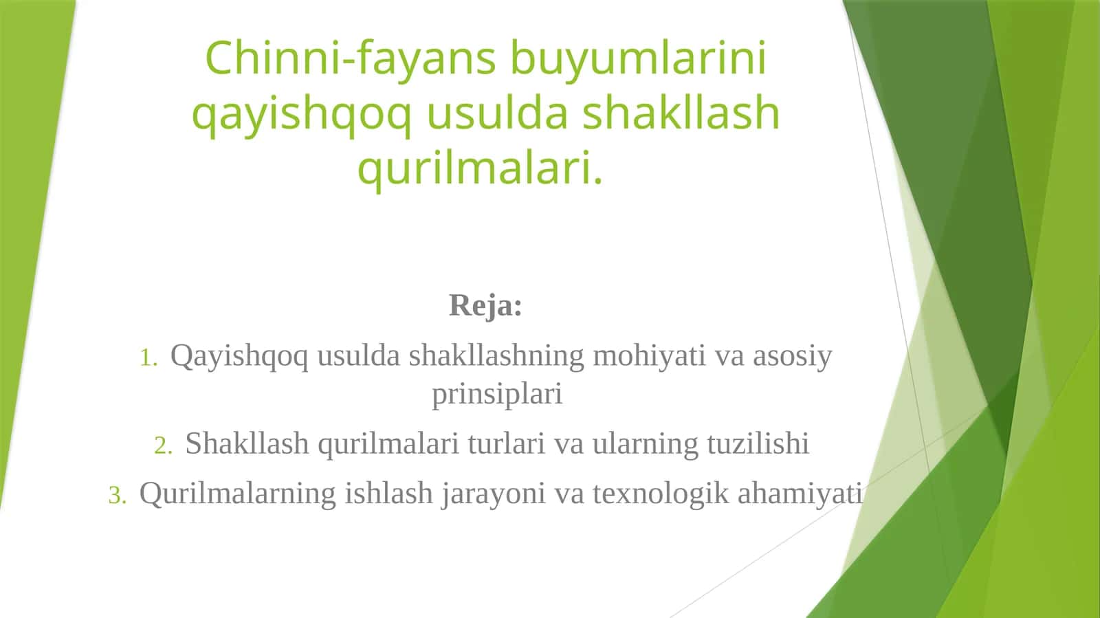 Chinni-fayans buyumlarini qayishqoq usulda shakllash qurilmalari 1