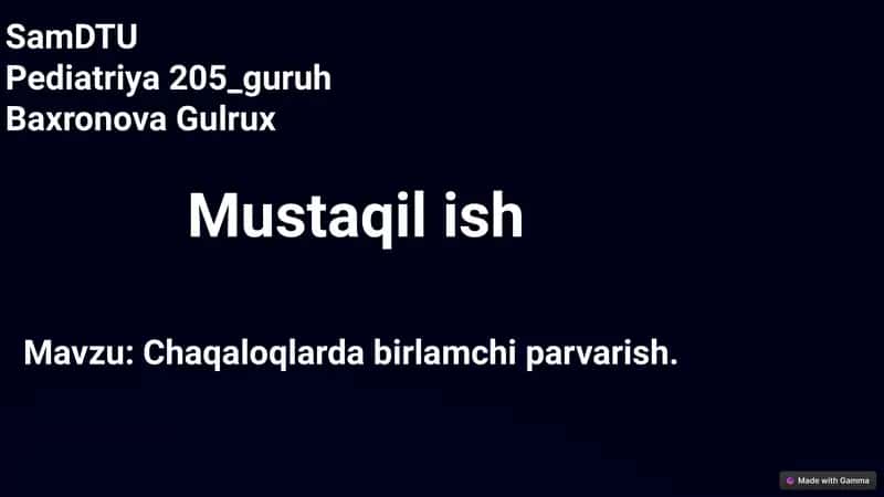 Chaqaloqlarda birlamchi parvarish 1