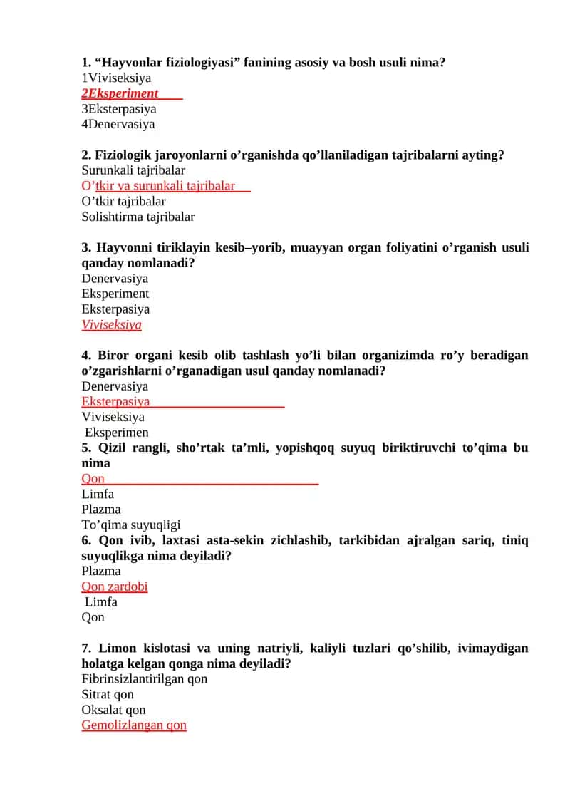 Hayvonlar fiziologiyasi 1