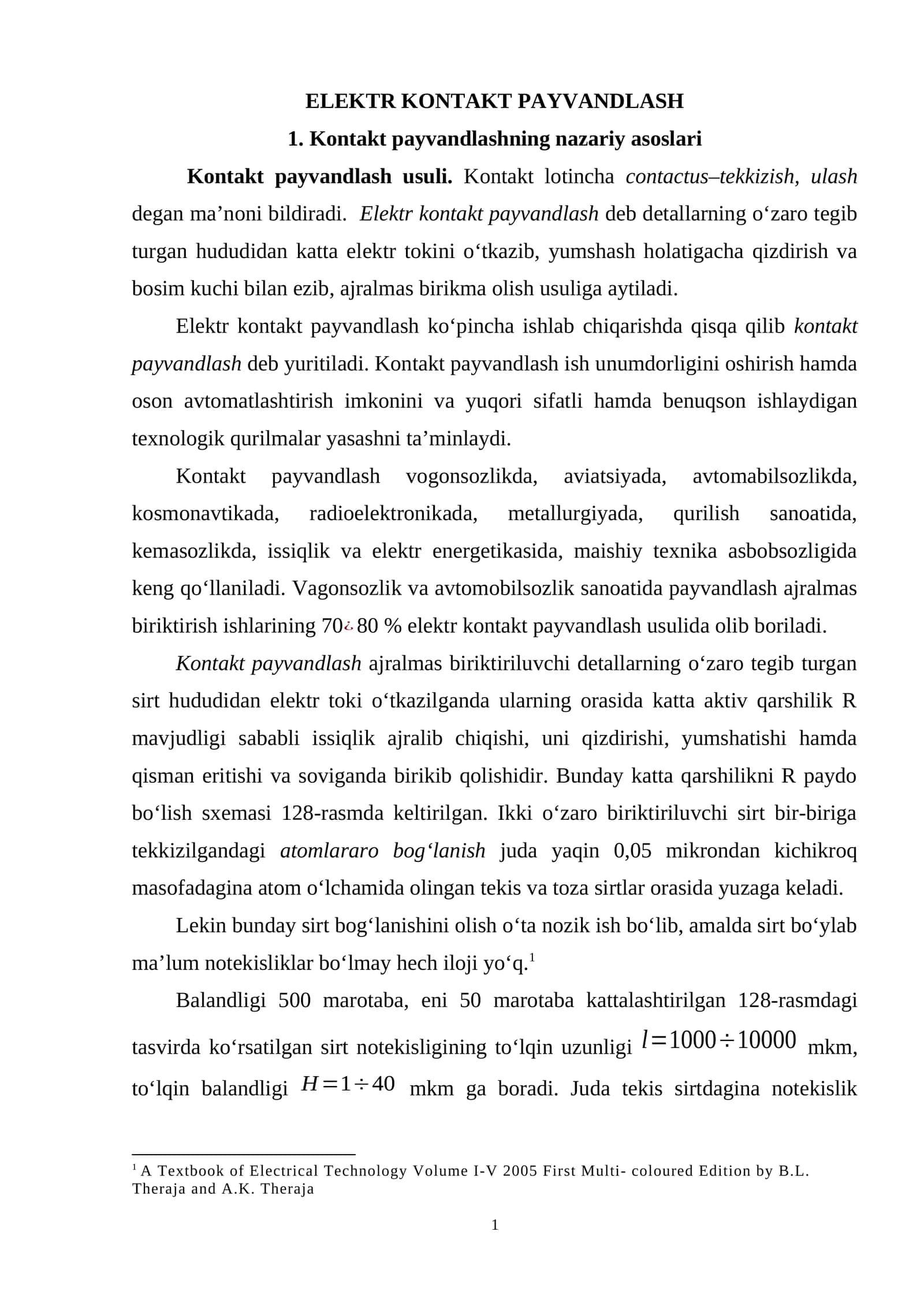 ELEKTR KONTAKT PAYVANDLASH 1