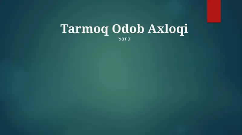Tarmoq Odob Axloqi 1