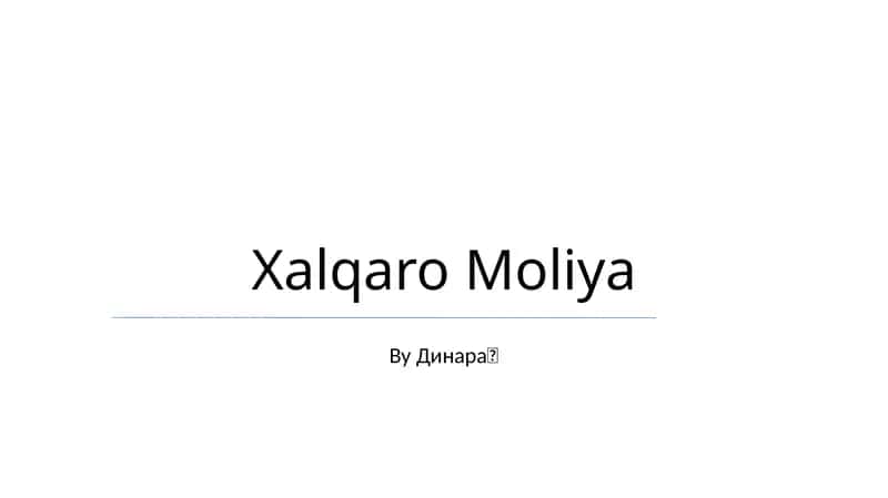 Xalqaro Moliya 1