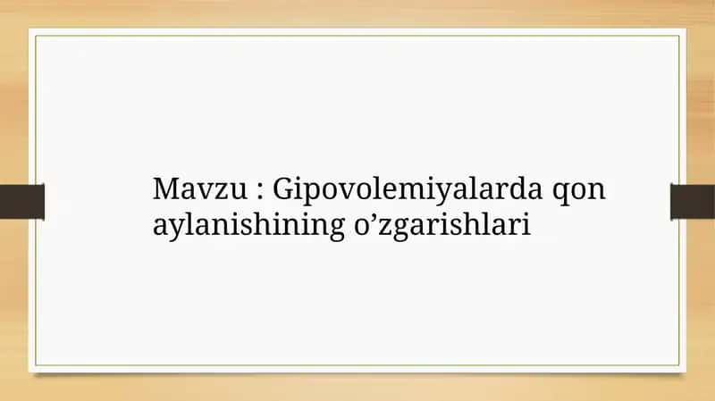 Gipovolemiya qonaylanishi 1