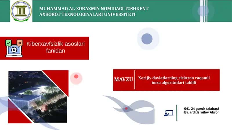 Xorijiy davlatlarning elektron raqamli imzo algoritmlari tahlili 1