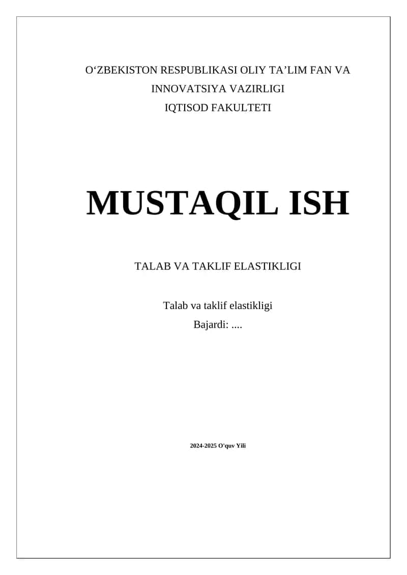 Talab va taklif elastikligi 1