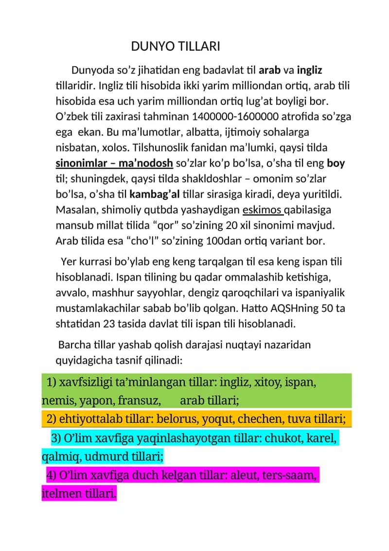 Dunyo tillari 1
