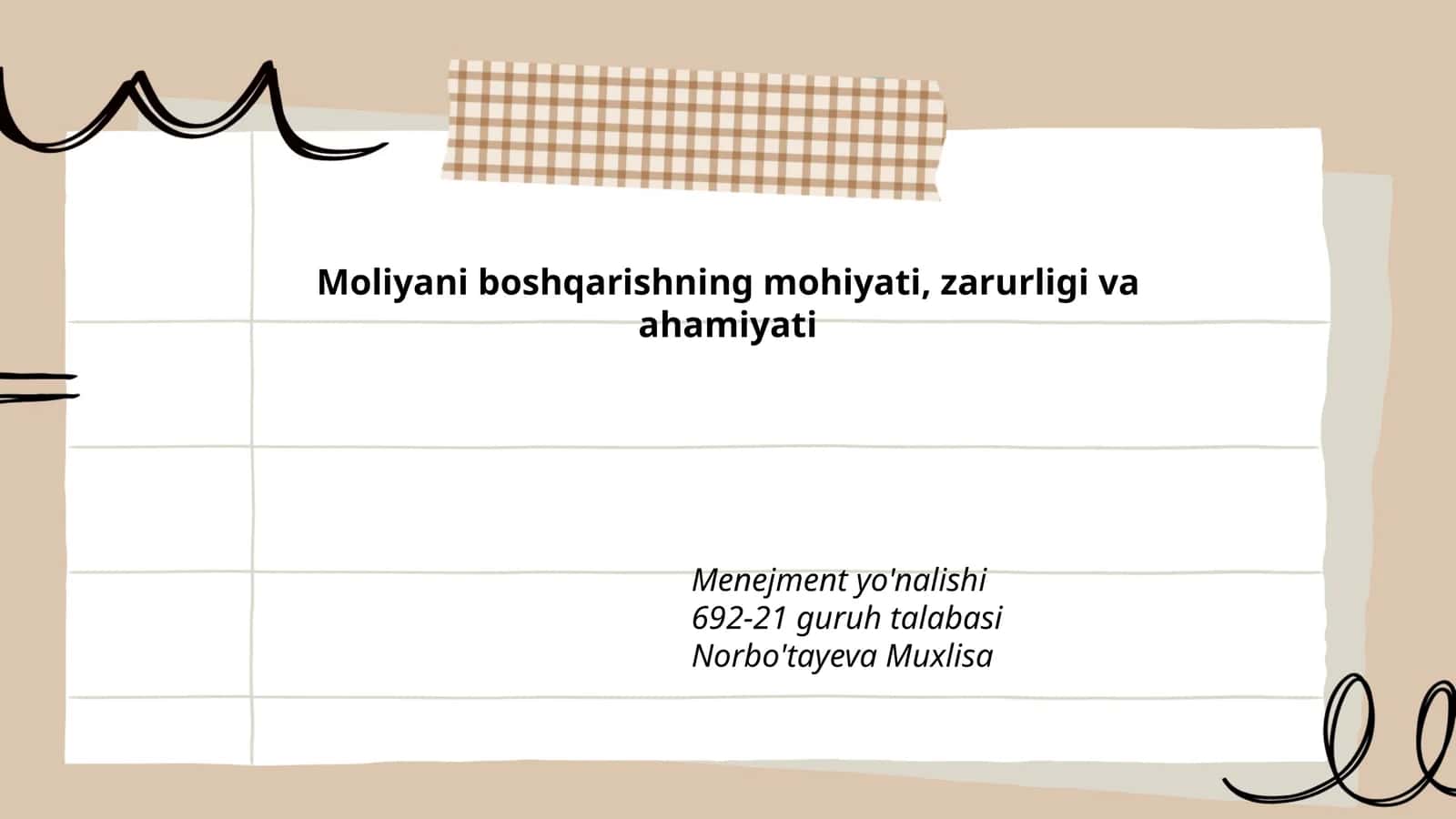 Moliyani boshqarishning mohiyati, zarurligi va ahamiyati 1