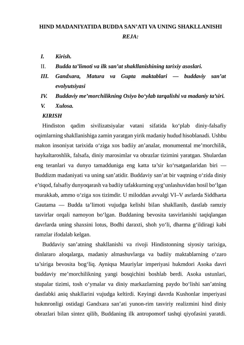 HIND MADANIYATIDA BUDDA SAN’ATI VA UNING SHAKLLANISHI 1
