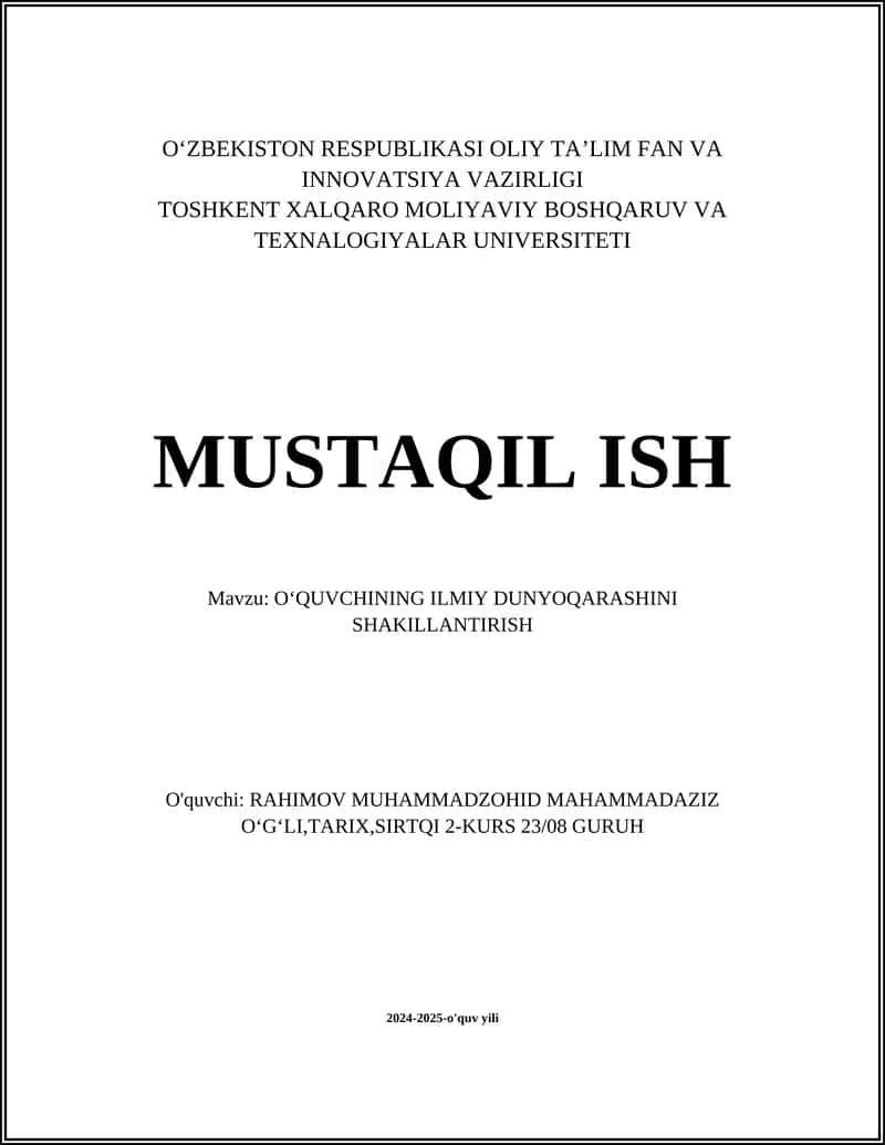 O‘quvchining ilmiy dunyoqarashini shakillantirish 1