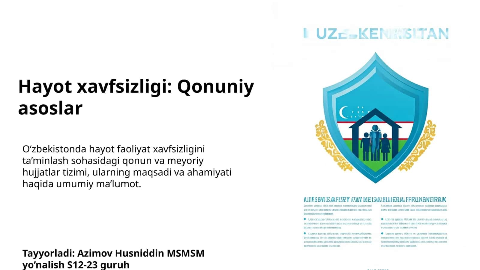 Xavfsizlik sohasidagi meyoriy hujjatlar tizimi 1