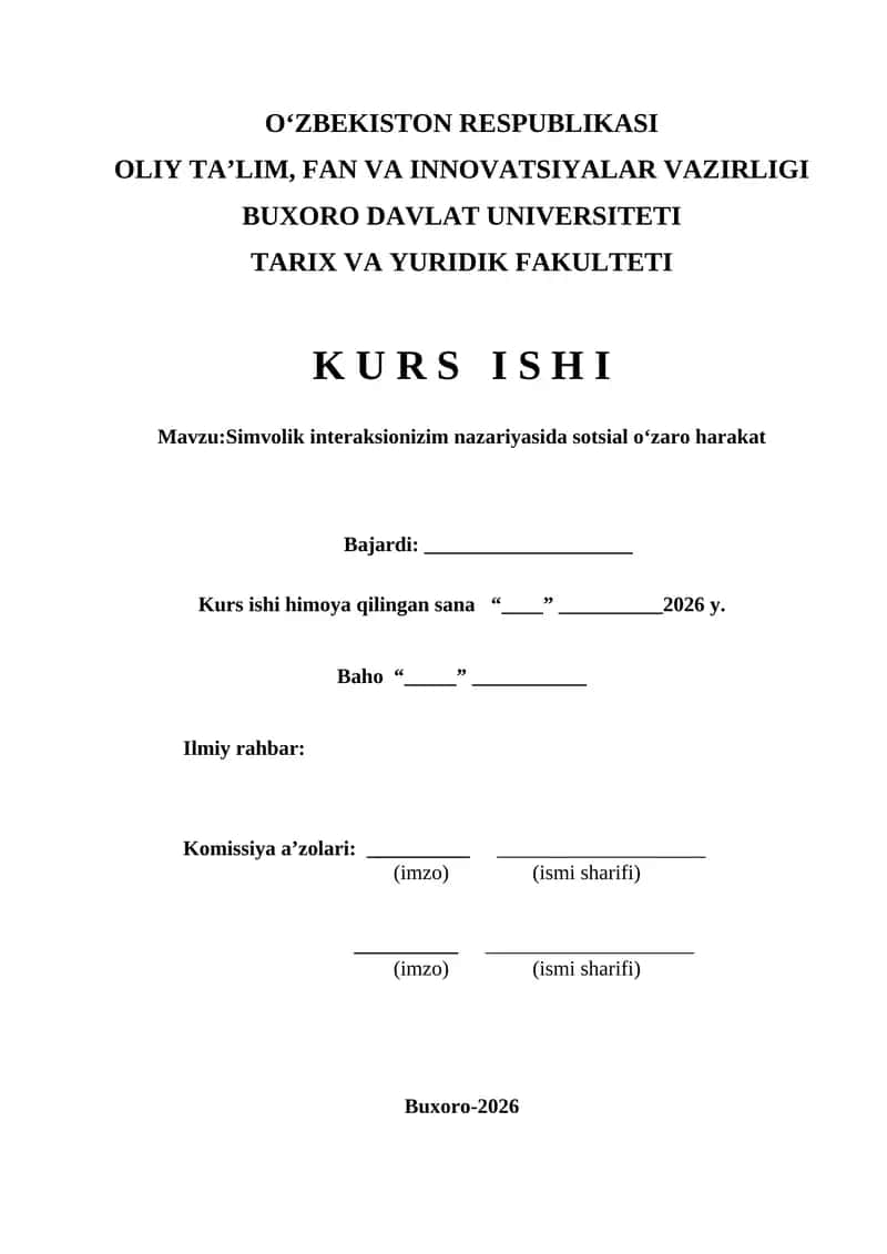 Simvolik interaksionizim nazariyasida sotsial oʻzaro harakat 1