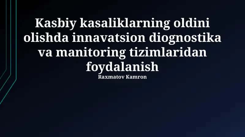 Innovatsion diagnostika va monitoring tizimlari: ta'rif va imkoniyatlar 1