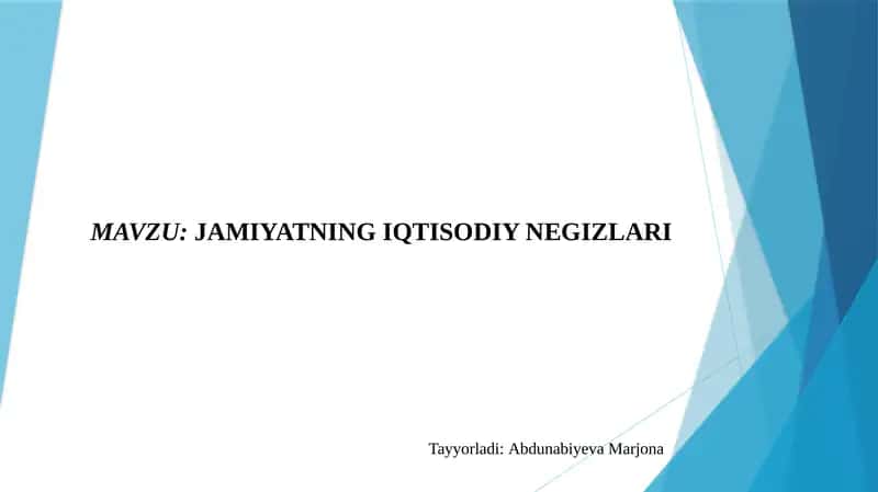 JAMIYATNING IQTISODIY NEGIZLARI 1