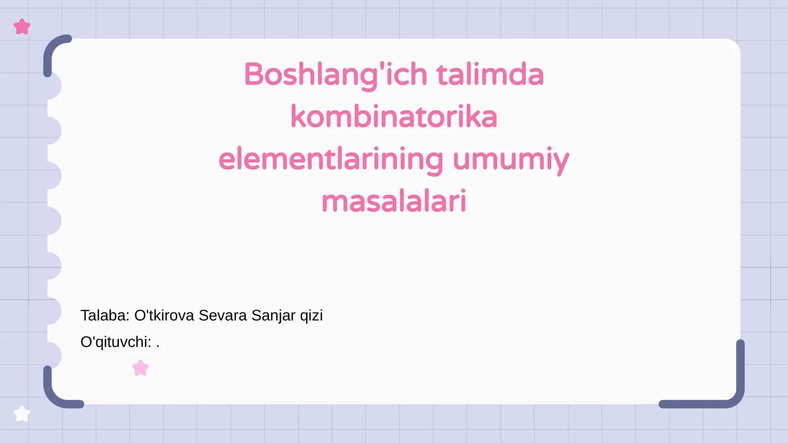 Boshlang'ich talimda kombinatorika elementlarining umumiy masalalari 1